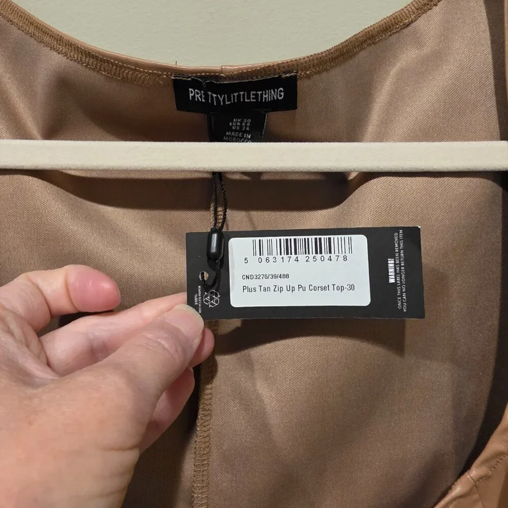 Pretty Little Thing Plus Tan Zip Corset Top Size 26. NWT - Picture 5 of 9